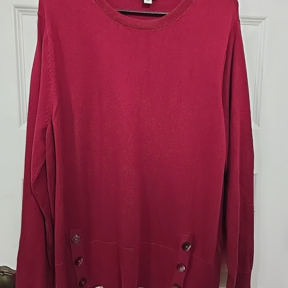 J.Jill Red Sweater with Button Accents
